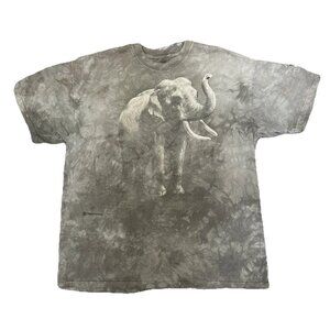 The Mountain Mens XL T Shirt Elephant Tie Dye African Lion Safari Grey